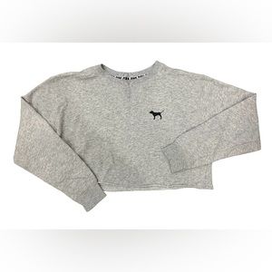 PINK Victorias Secret Raw-Edge Cropped Crewneck Sweatshirt